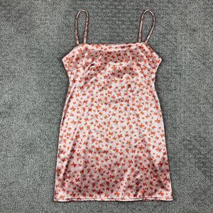 Urban Outfitters Dress Womens Large Pink Orange Butterfly Print Satin Mini Slip